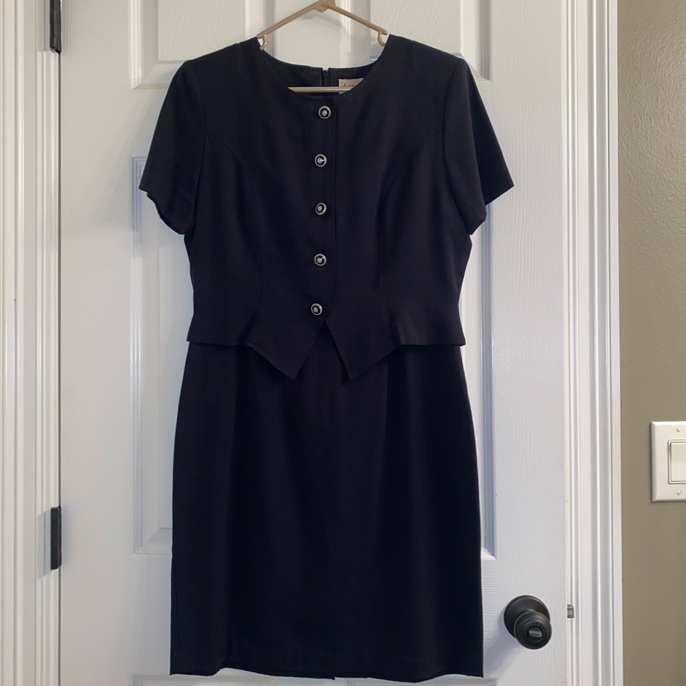 Jennifer James Womens Black Peplum Sheer Dress